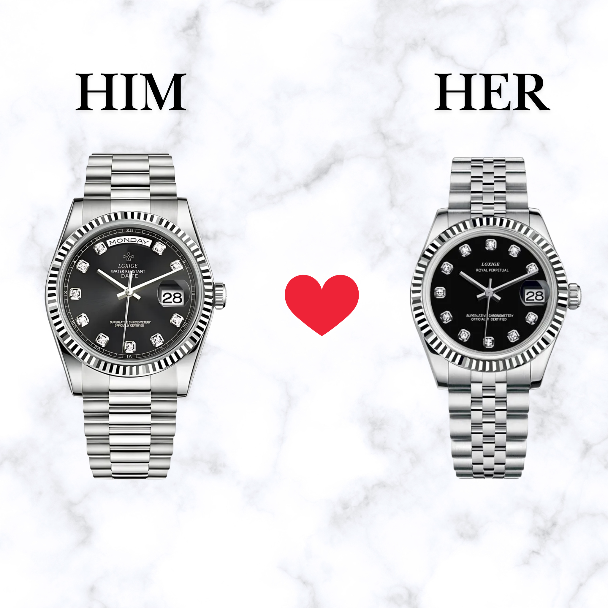 Couples Bundle - Gem Set Noir Silver